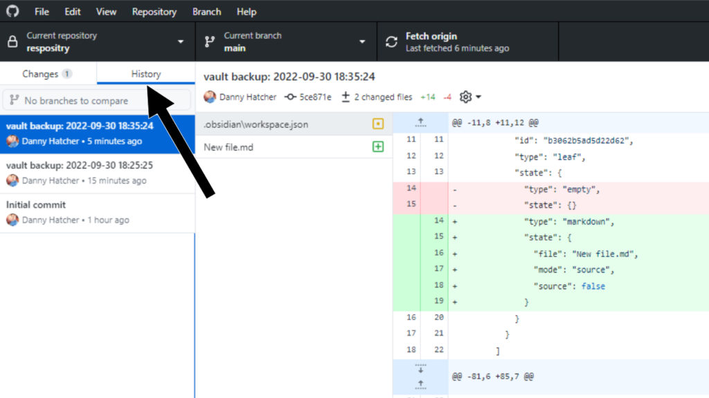 local backup history