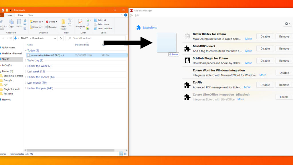 move better bibtex xpi file to the addon window in Zotero