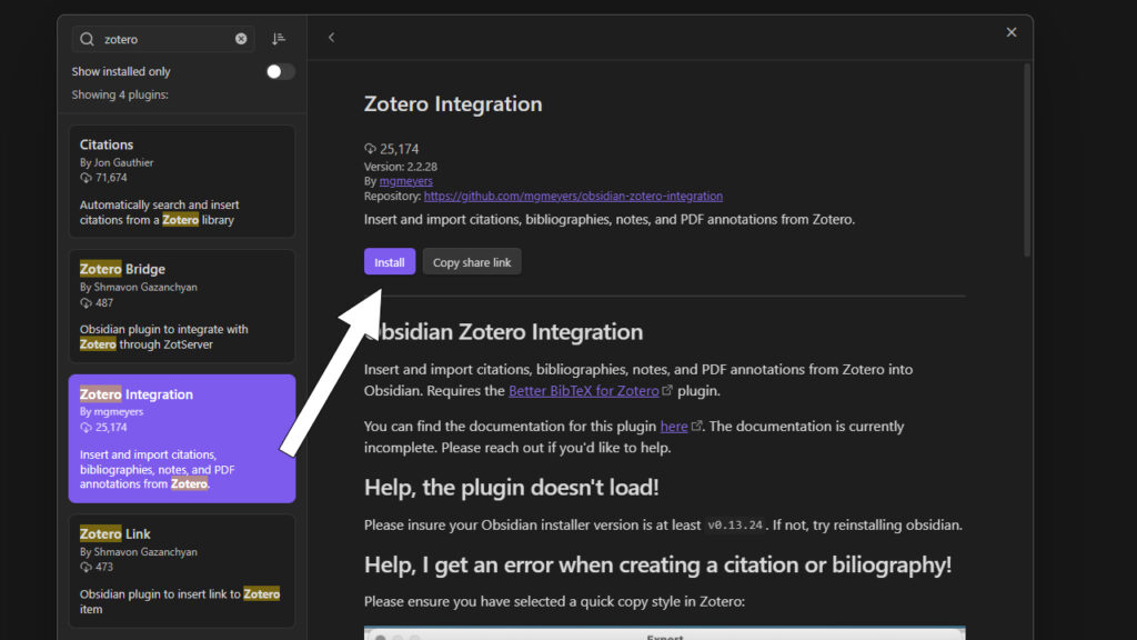 zotero integration install