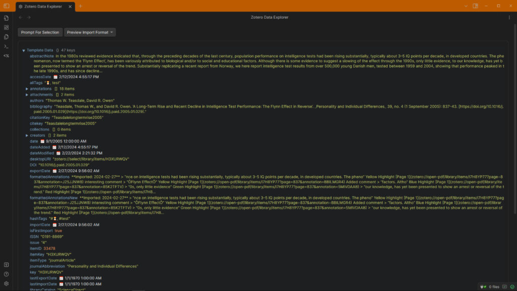 Zotero Integration Data explorer